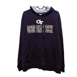 Champion Georgia Tech Pullover Hoodie Sweatshirt Medium Yellow Jacket Embroidery